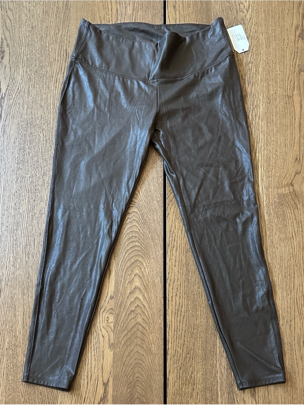 Time and Tru Faux-Leather High Rise Skinny Leggings in Brown size XL (16 - 18)
